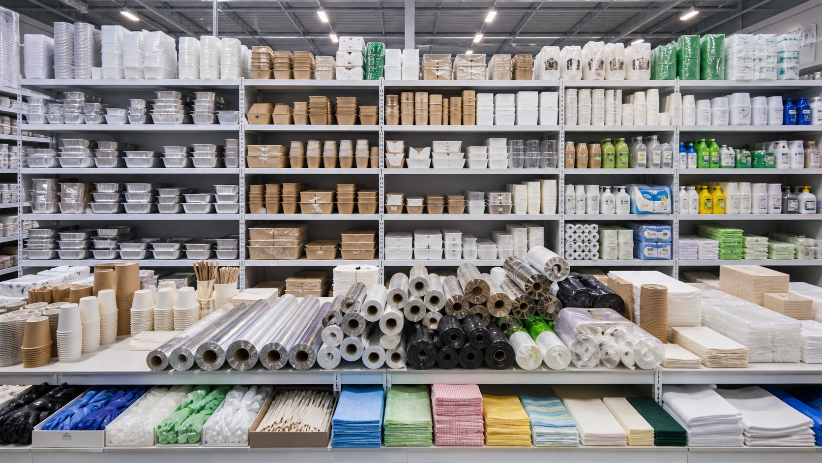 Wide assortment of food-service packaging, cleaning and kitchen supplies